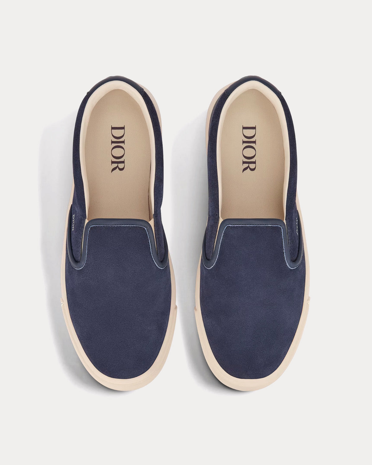 B101 Navy Blue Suede and Smooth Calfskin Slip On Sneakers