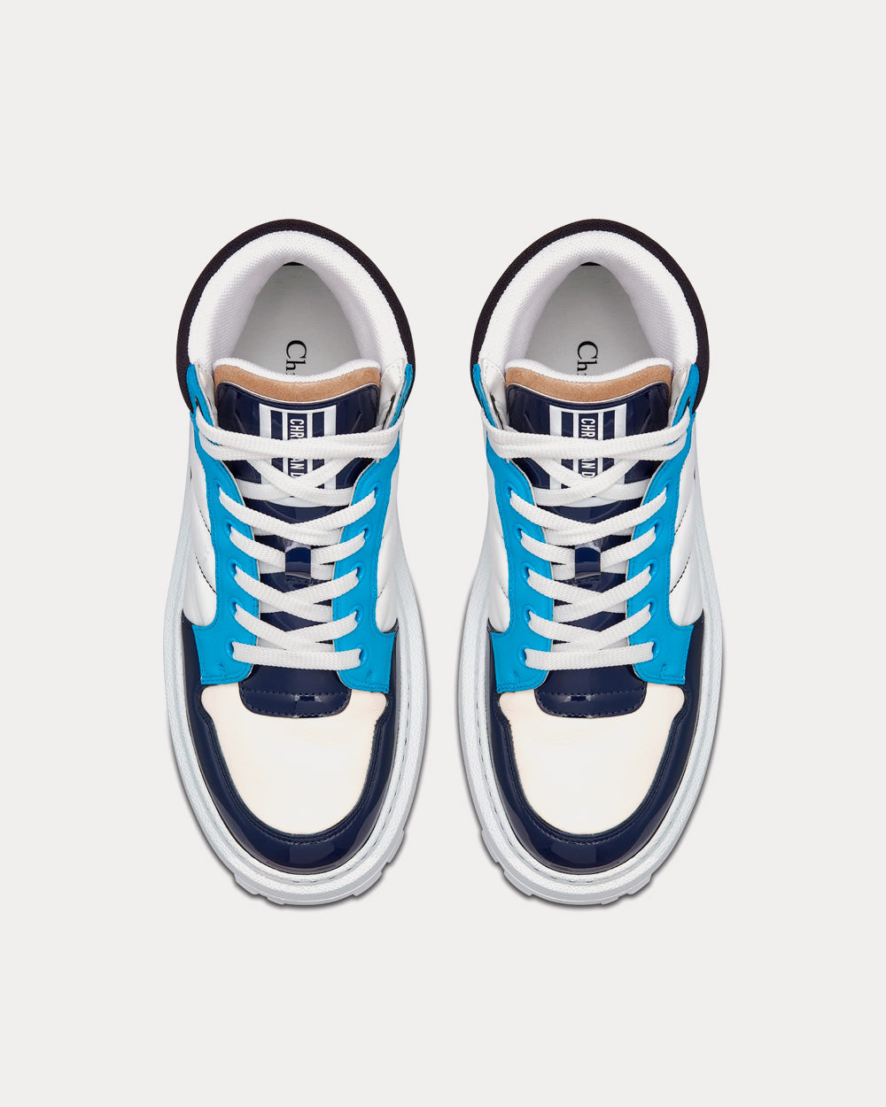 D-Player Blue Multicolor Technical Fabric, Suede and Calfskin High Top Sneakers