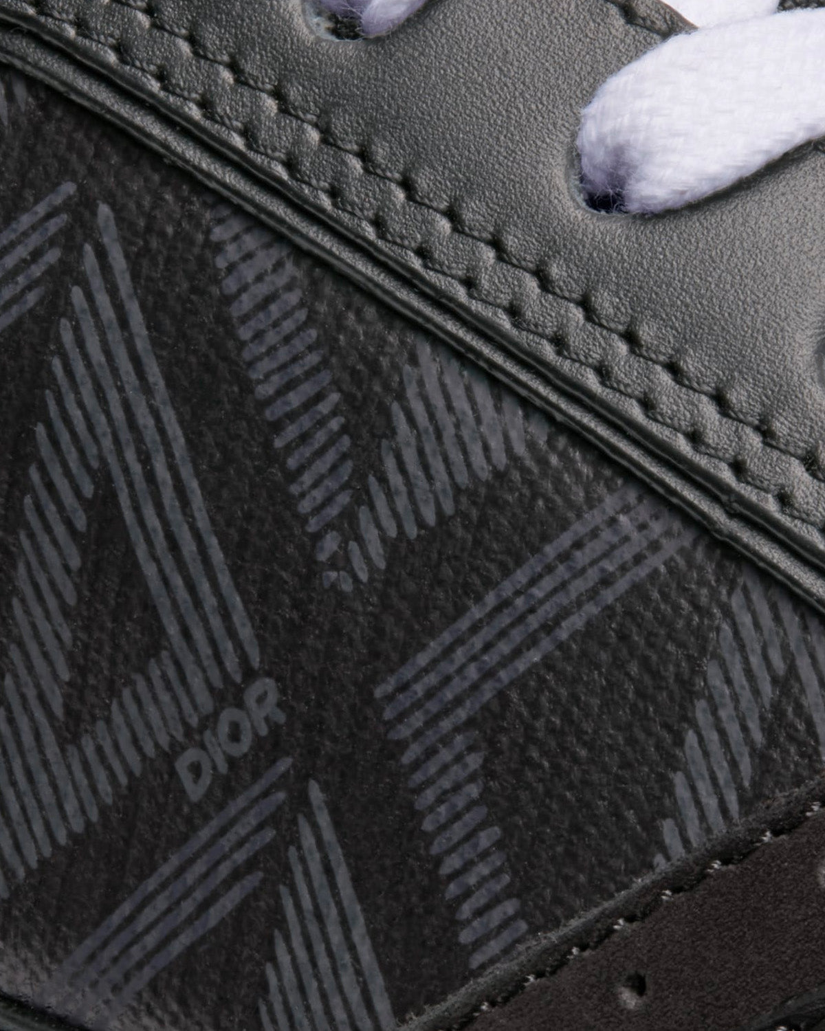 B27 Black Smooth Calfskin and CD Diamond Canvas Low Top Sneakers