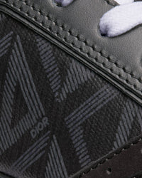 B27 Black Smooth Calfskin and CD Diamond Canvas Low Top Sneakers