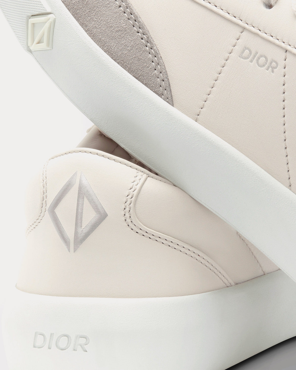 B101 Cream Smooth Calfskin and Greige Nubuck Low Top Sneakers