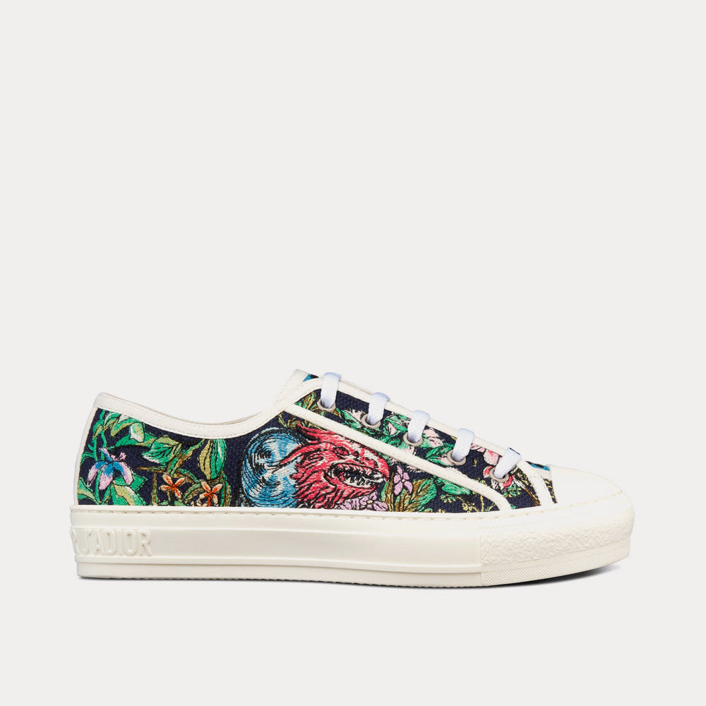 Walk'n'Dior Black Multicolor D-Constellation Embroidered Cotton Low Top Sneakers