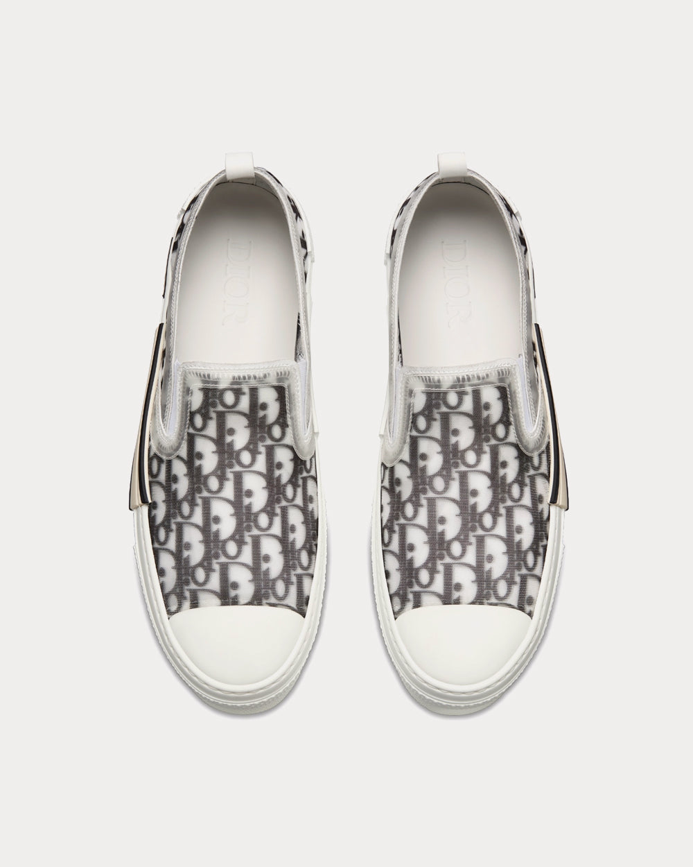 B23 Black and White Dior Oblique Canvas Slip On Sneakers