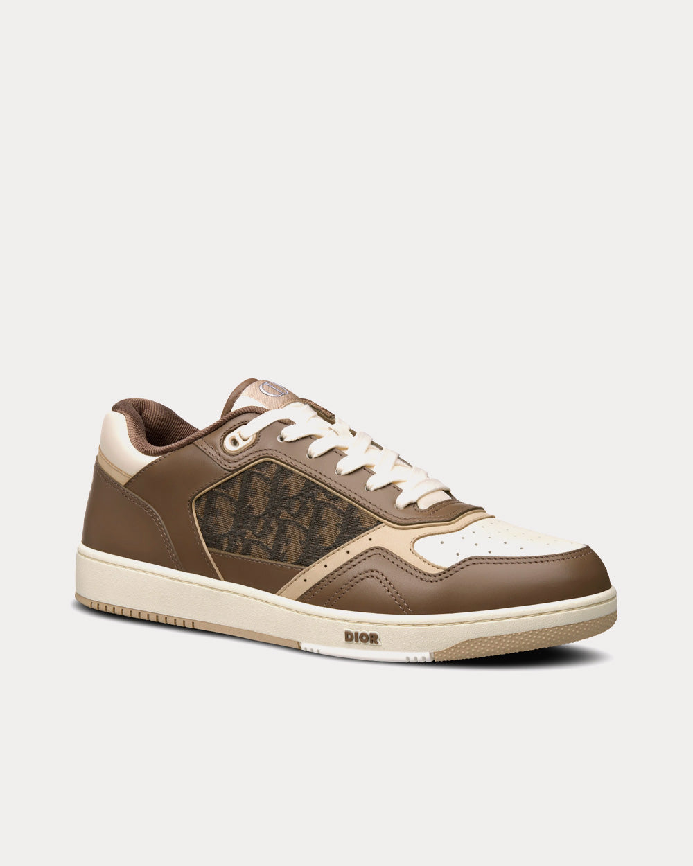 B27 Ebony, Cream and White Smooth Calfskin with Ebony and Black Dior Oblique Jacquard Low Top Sneakers