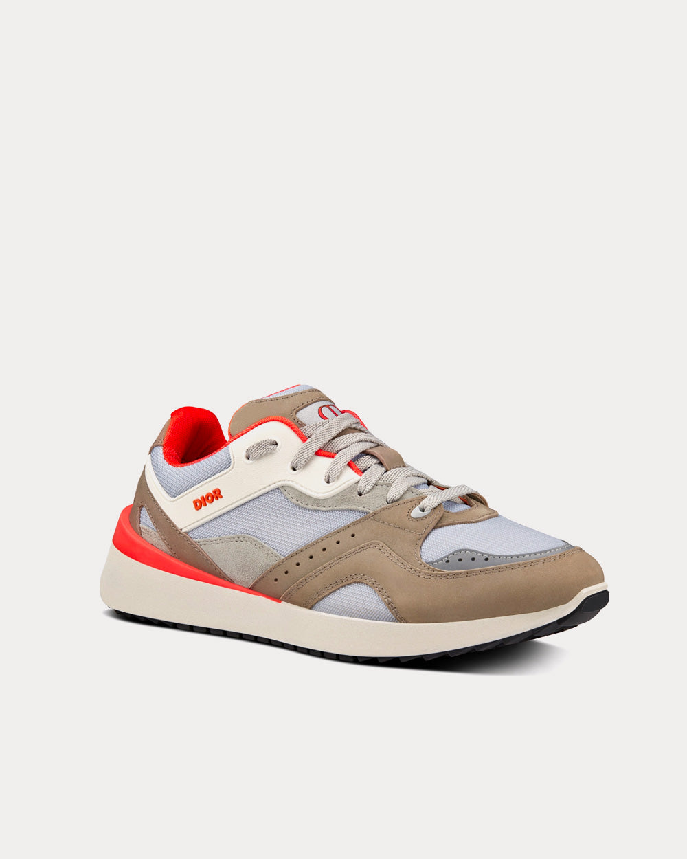 B29 Gray Technical Mesh and Suede with Brown Smooth Calfskin Low Top Sneakers