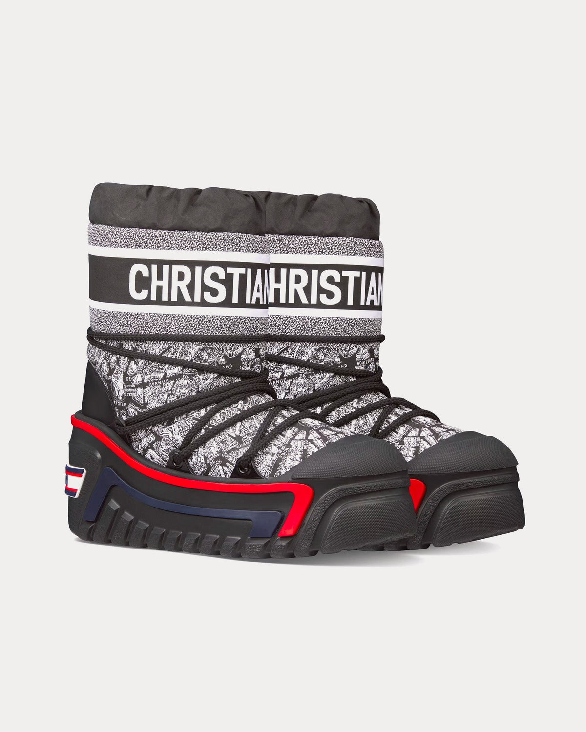 DiorAlps Plan de Paris Shiny Nylon Black / White Après-Ski Boots