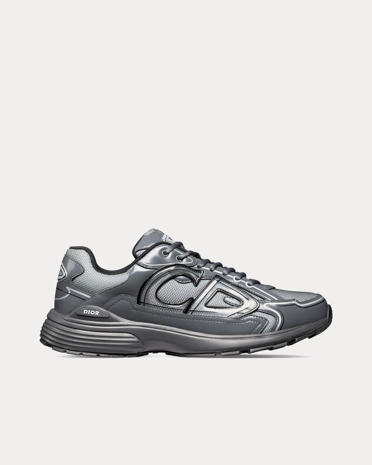 B30 Light Gray Technical Mesh and Gray Brilliant-Finish Technical Fabric Low Top Sneakers