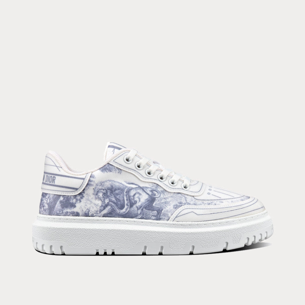 Addict Blue Toile de Jouy Technical Fabric Low Top Sneakers