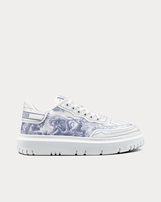 Addict Blue Toile de Jouy Technical Fabric Low Top Sneakers