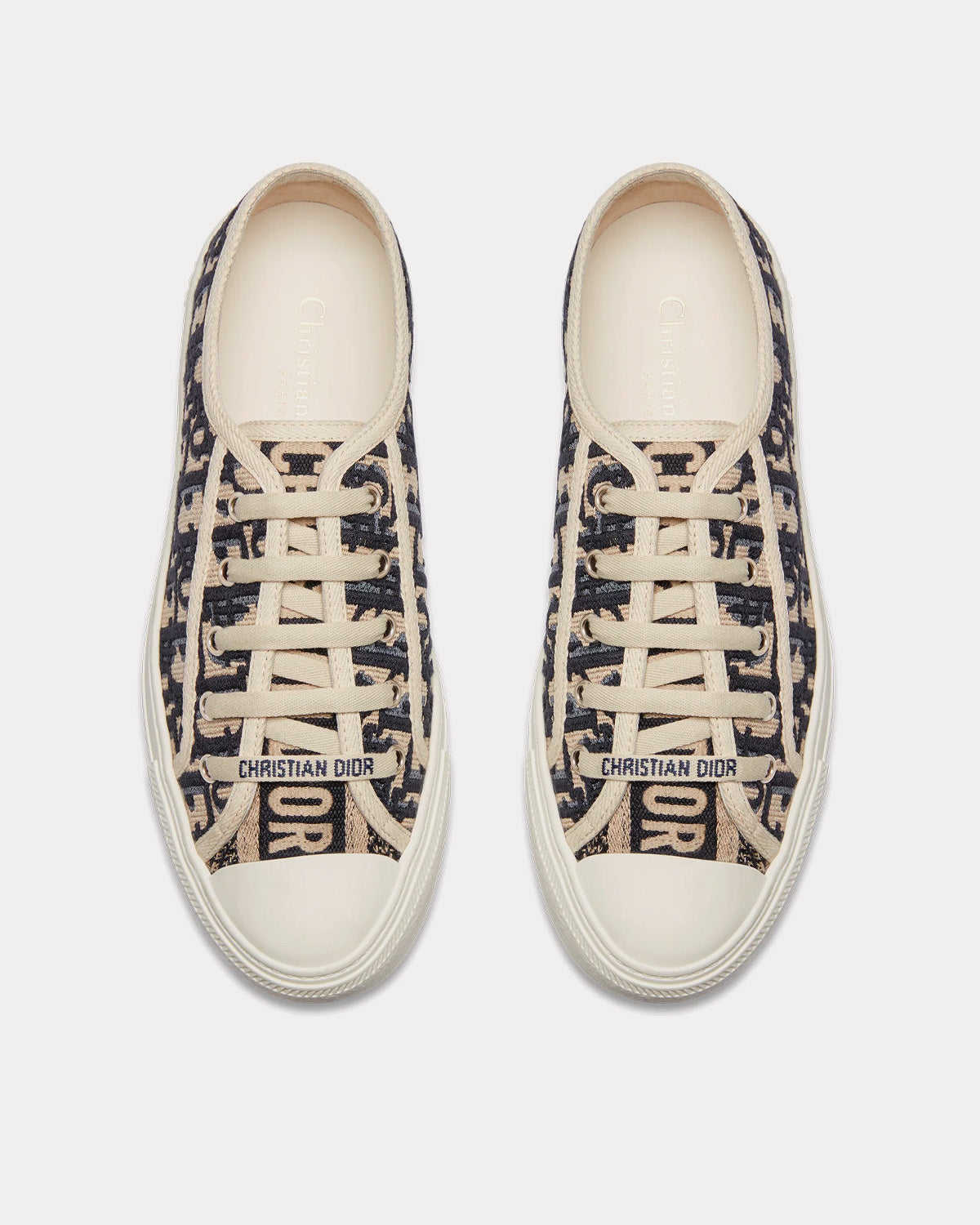 Walk'n'Dior Deep Blue Dior Oblique Embroidered Cotton Low Top Sneakers