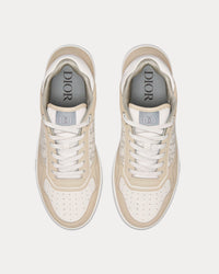 B27 Cream Nubuck Calfskin and White Dior Oblique Galaxy Leather Low Top Sneakers