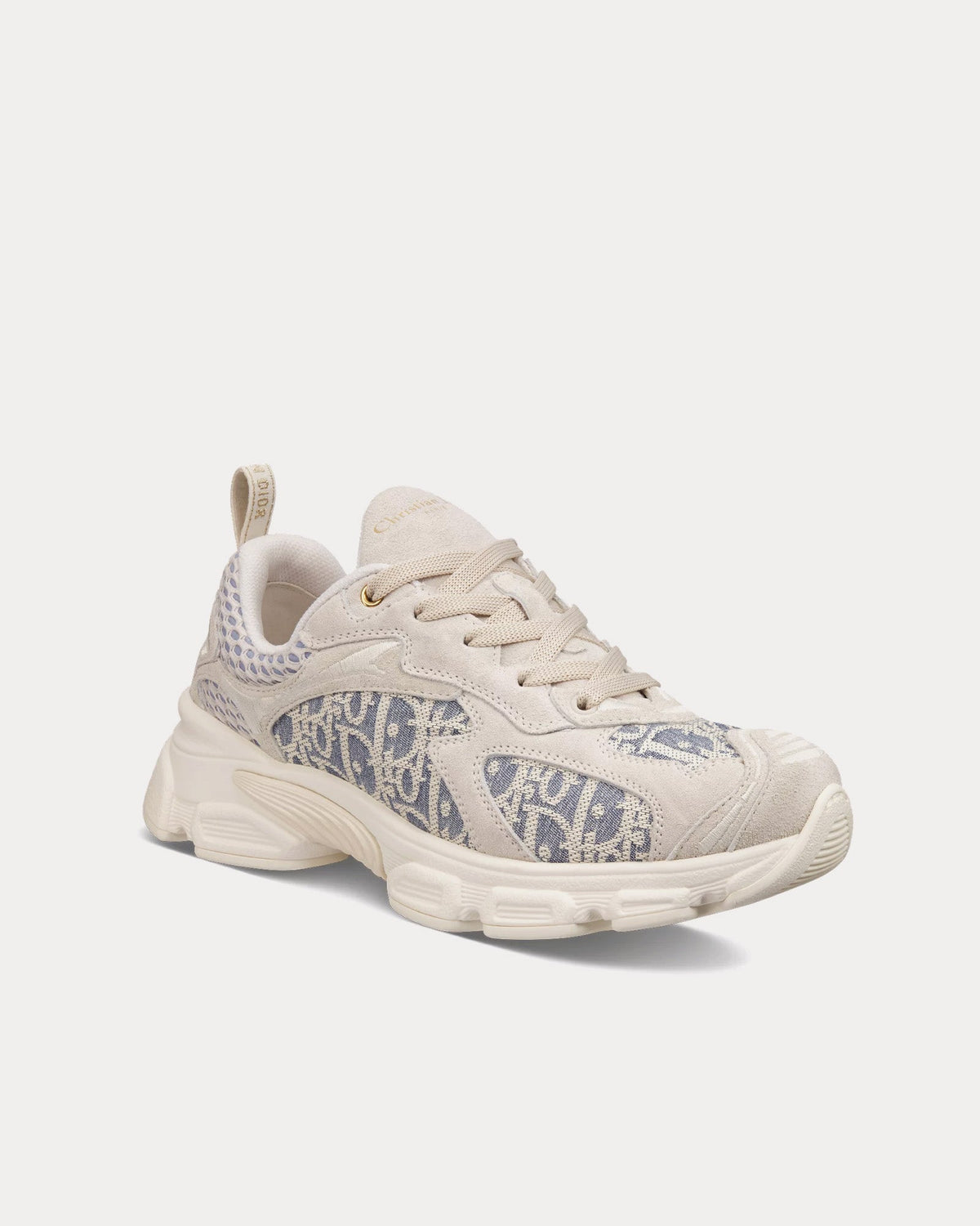 Dior Vibe Suede with Jacquard & Raffia Dior Oblique Motif Ecru / Chambray Blue Low Top Sneakers