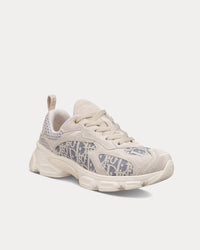 Dior Vibe Suede with Jacquard & Raffia Dior Oblique Motif Ecru / Chambray Blue Low Top Sneakers