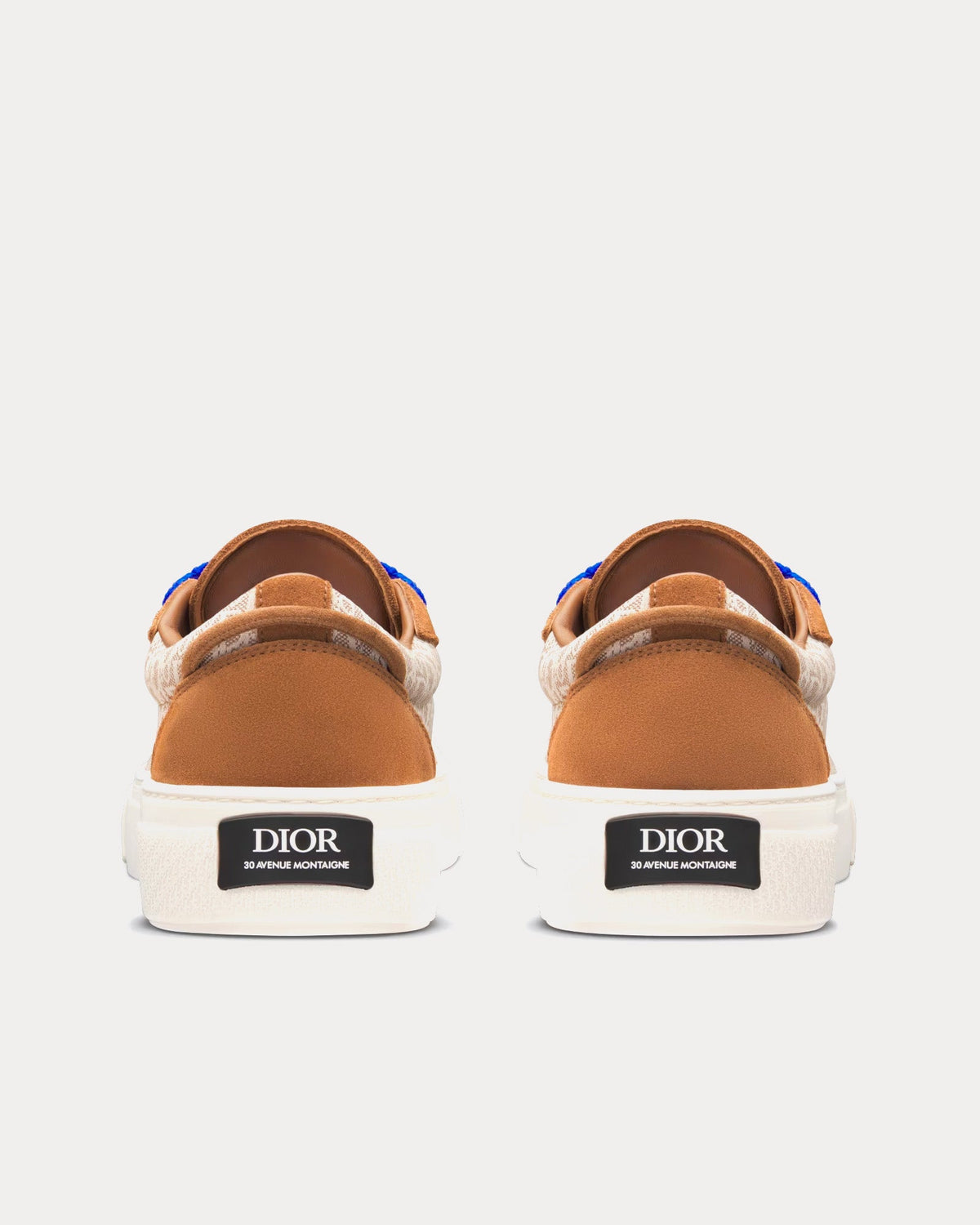 B33 Brown and Cream Dior Oblique Jacquard and Brown Suede Low Top Sneakers