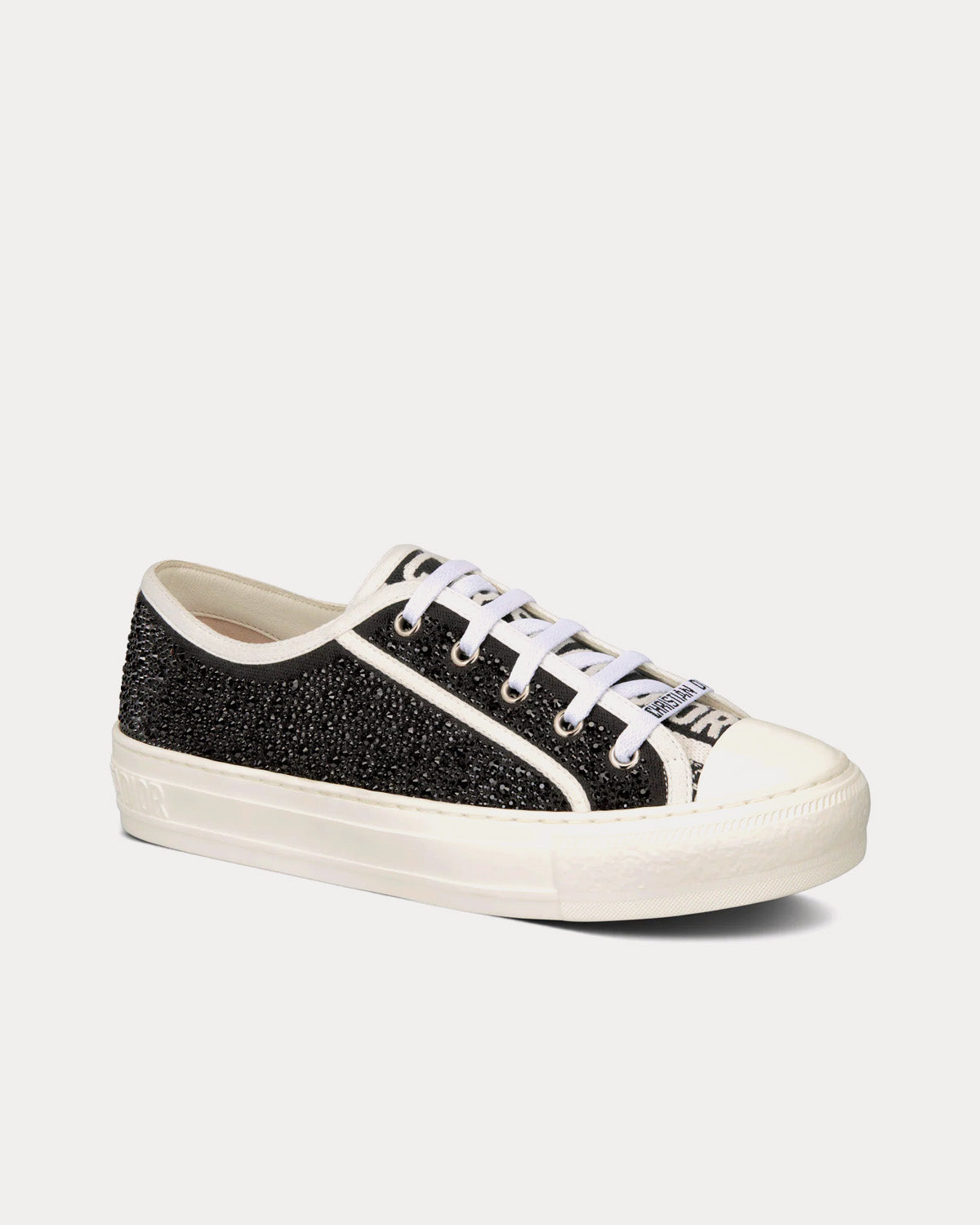 Walk'n'Dior Black Cotton Embroidered with Strass Low Top Sneakers