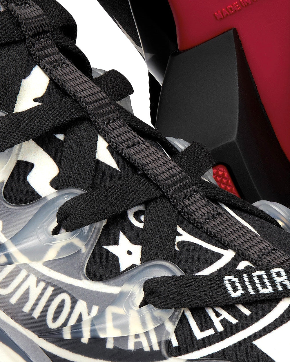 D-Connect Black Technical Fabric with Dior Union Print Low Top Sneakers