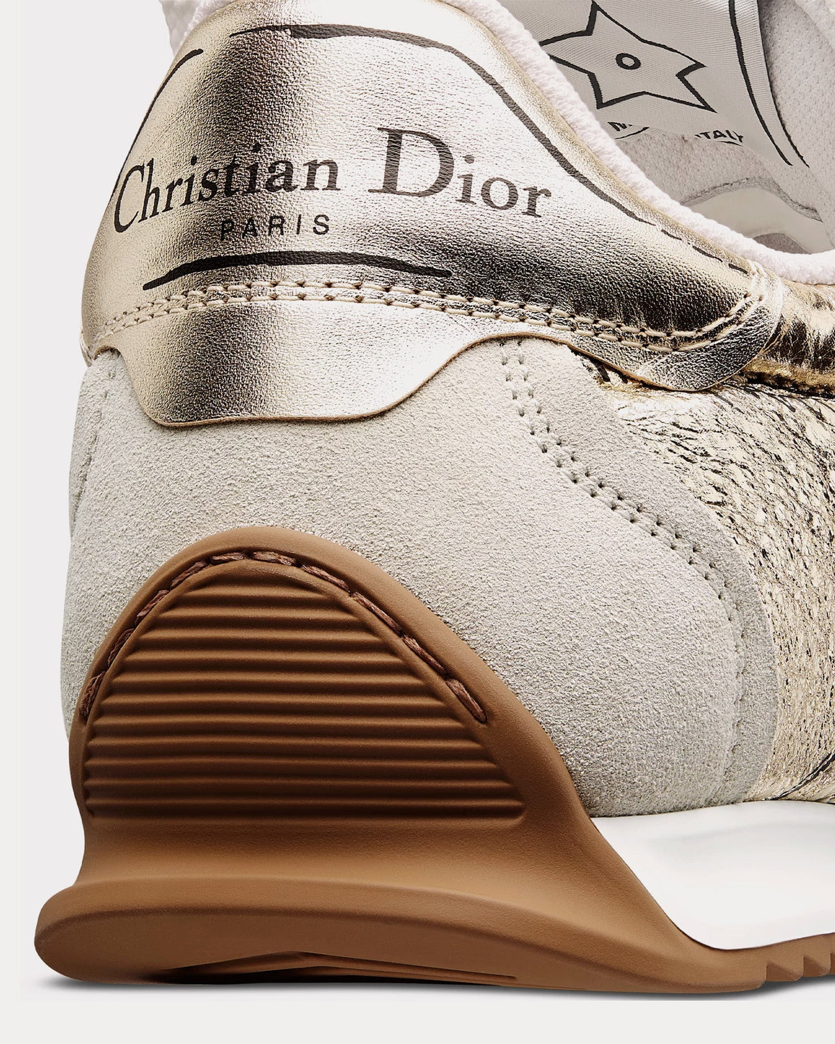 D-Sketch Crinkled Lambskin & Laminated Calfskin Gold-Tone Low Top Sneakers