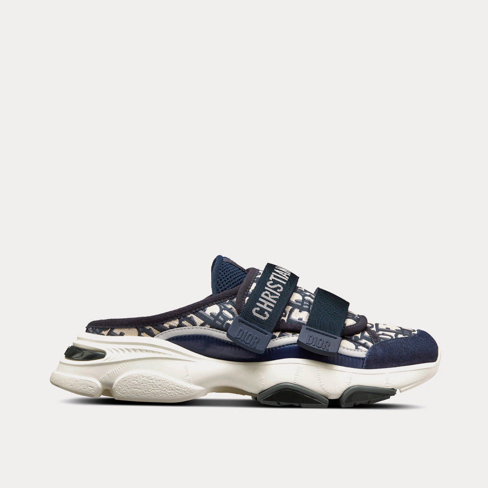 D-Wander Deep Blue Dior Oblique Technical Fabric Slip On Sneakers