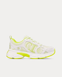 Miss Dior Chrono Mesh & Leather-Effect Panels White / Lime Green Low Top Sneakers