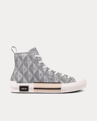 B23 Dior Gray CD Diamond Canvas High Top Sneakers