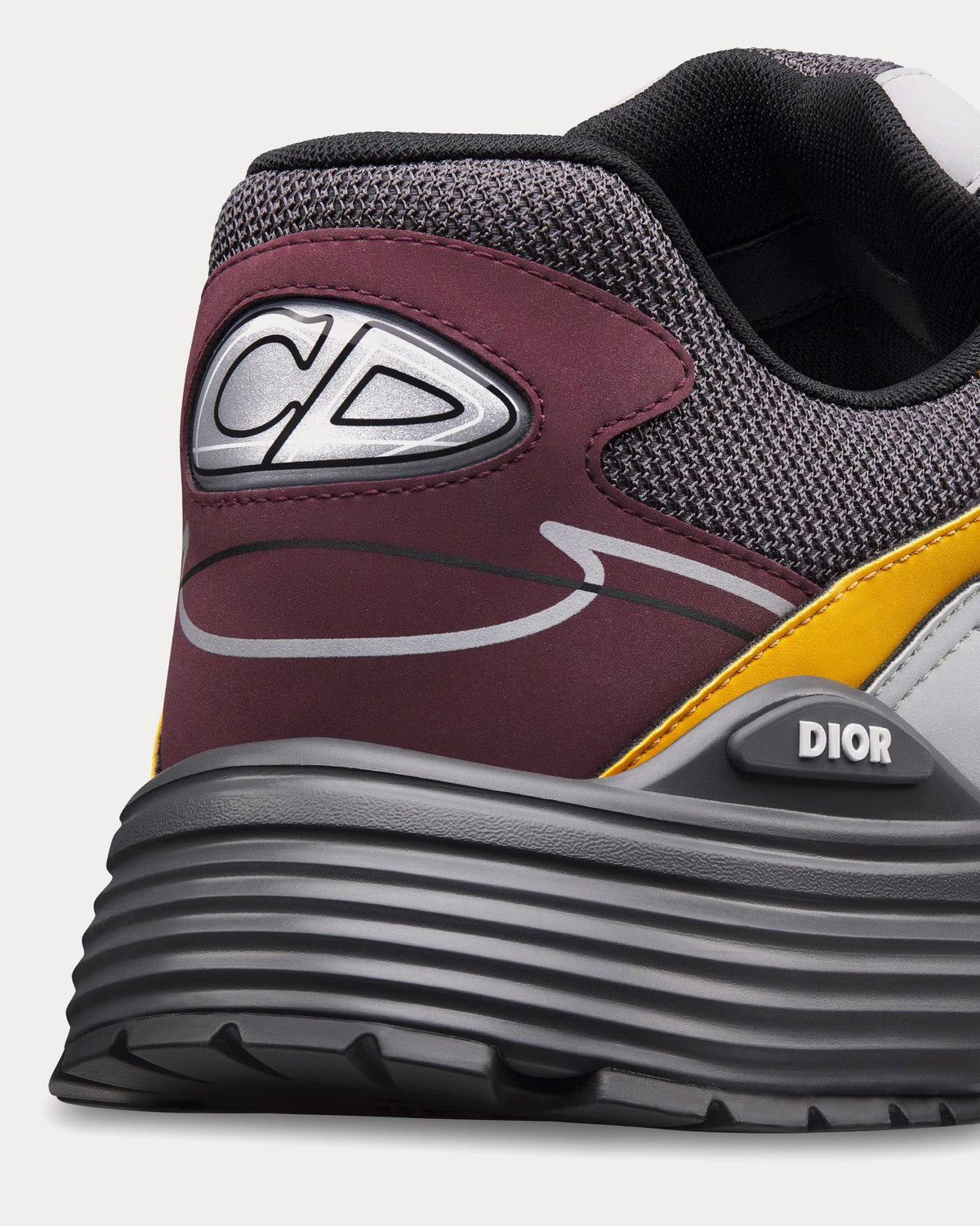 B30 Mesh & Technical Deep Gray Mesh with Burgundy, Yellow and Gray Technical Fabric Low Top Sneakers