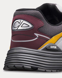 B30 Mesh & Technical Deep Gray Mesh with Burgundy, Yellow and Gray Technical Fabric Low Top Sneakers