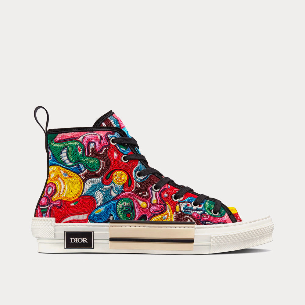B23 Multicolor Resin Pearl Embroidery High Top Sneakers