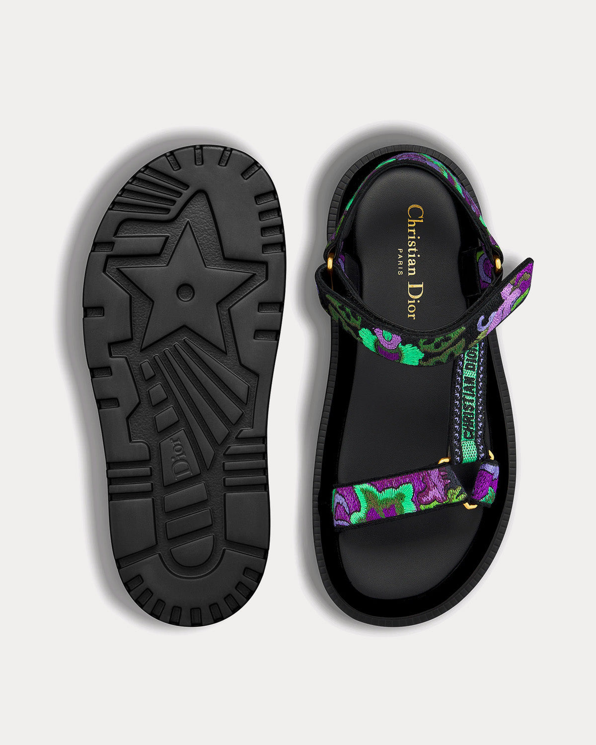 D-Wave Multicolor Dior Indian Purple Embroidered Cotton Sandals