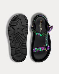 D-Wave Multicolor Dior Indian Purple Embroidered Cotton Sandals