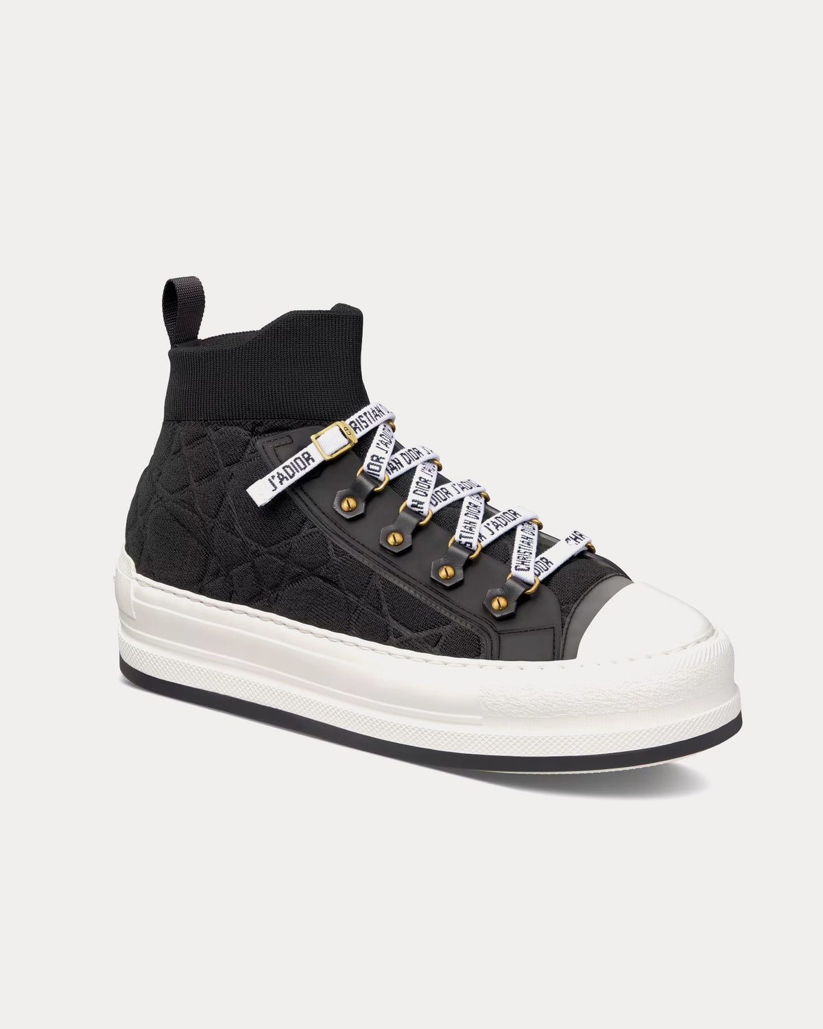 Walk'n'Dior Platform Black Macrocannage Technical Mesh High Top Sneakers