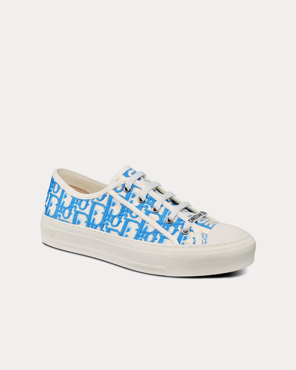 Walk'n'Dior Cornflower Blue Dior Oblique Embroidered Cotton Low Top Sneakers