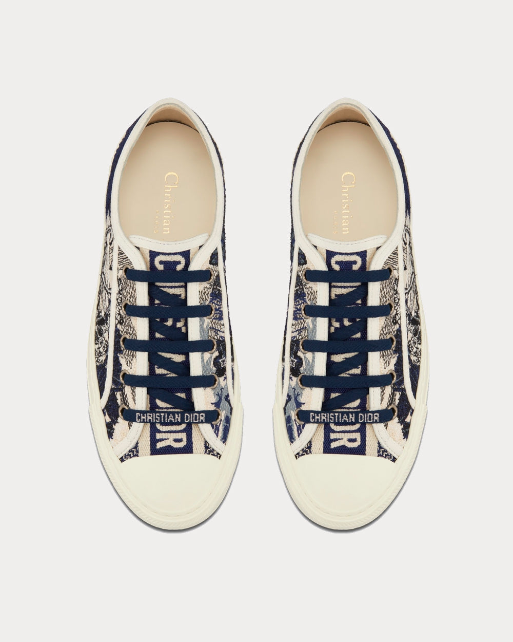 Walk'n'Dior Blue and Off-White Toile de Jouy Embroidered Cotton Low Top Sneakers