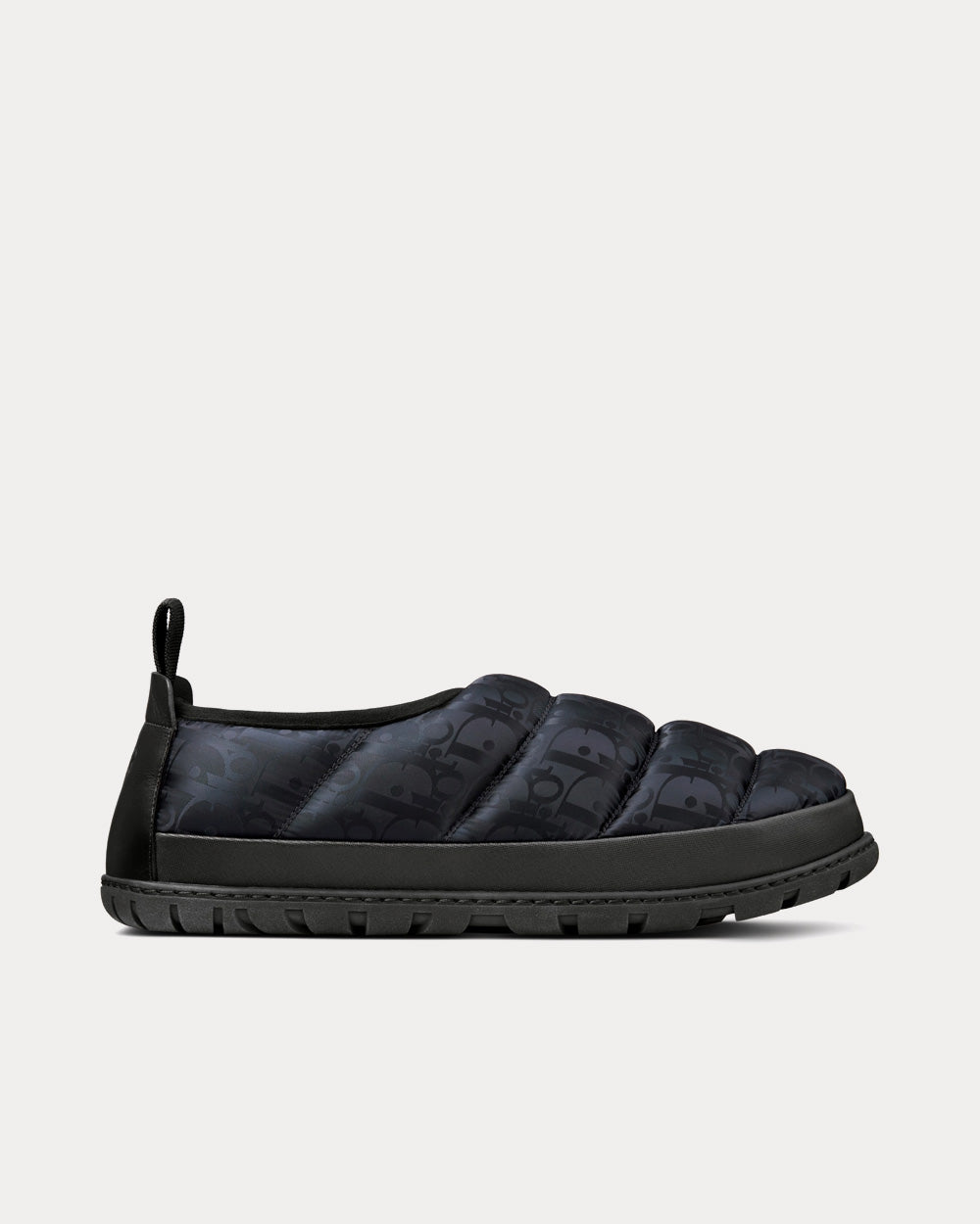 Snow Slipper Quilted Dior Oblique Mirage Technical Fabric Black Slip Ons
