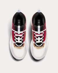 B22 White and Black Technical Mesh with Burgundy, White and Gold-Tone Calfskin Low Top Sneakers