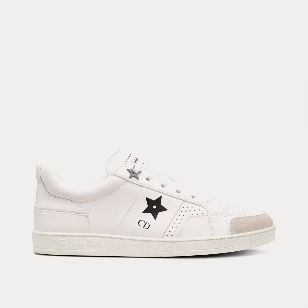 Star White Calfskin and Suede Low Top Sneakers