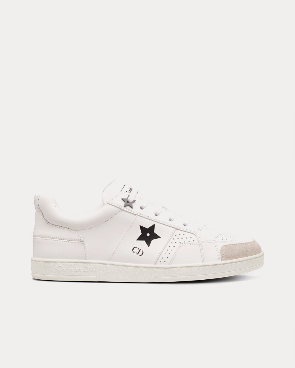 Star White Calfskin and Suede Low Top Sneakers