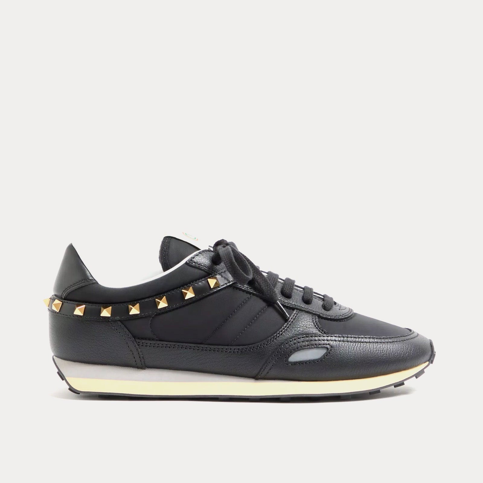 Stud Up Leather & Nylon Black Low Top Sneakers