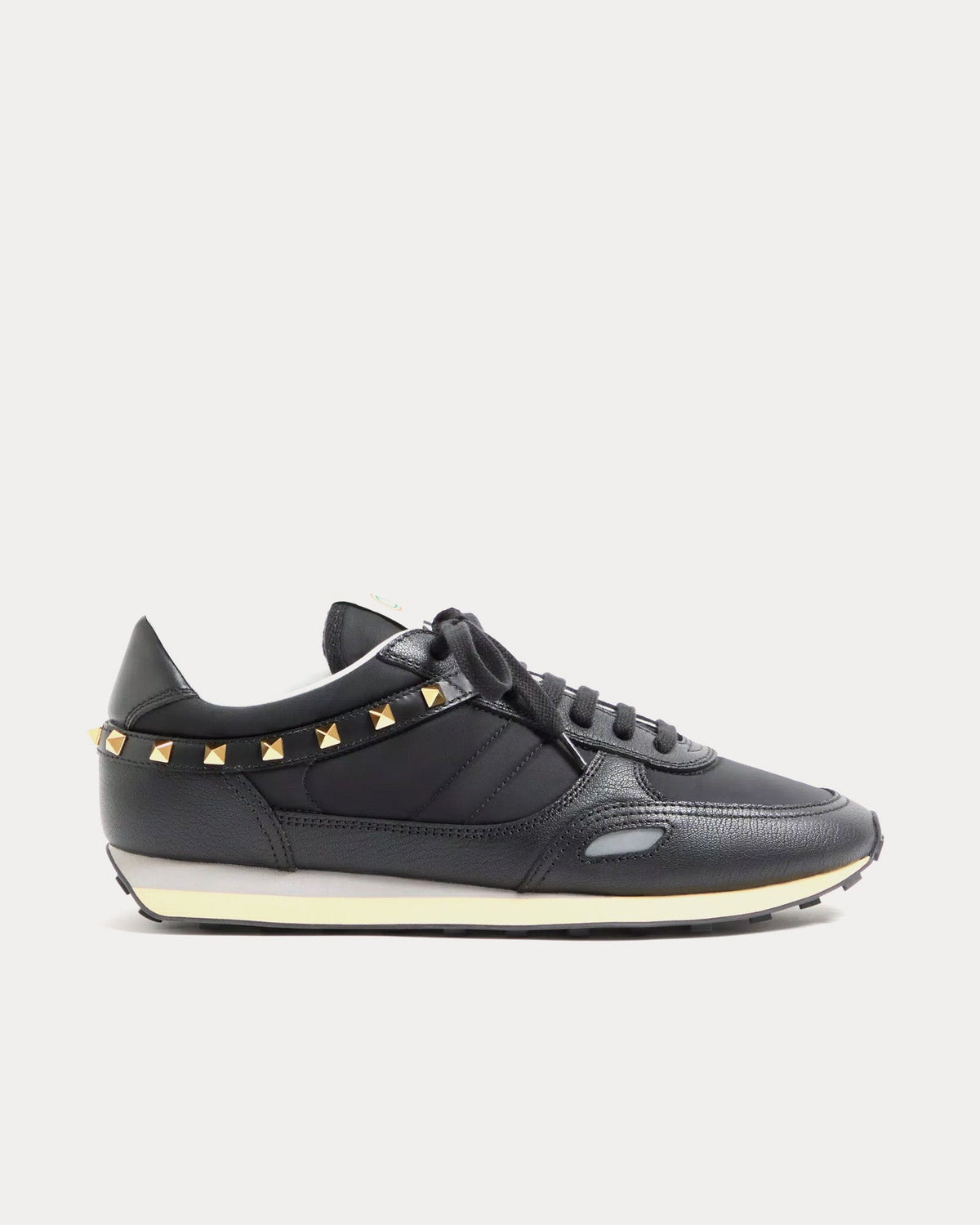 Stud Up Leather & Nylon Black Low Top Sneakers