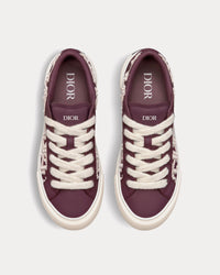 B33 Burgundy Smooth Calfskin with Cream Dior Oblique Raised Embroidery Low Top Sneakers
