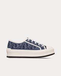 Walk'n'Dior Platform Blue Stonewashed-Effect Cotton Denim Embroidered with Dior Oblique Motif Low Top Sneakers
