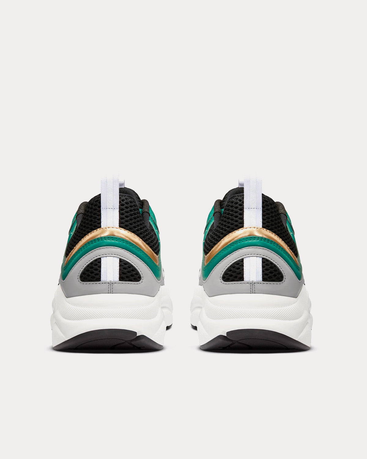 B22 White and Black Technical Mesh with Green, White and Gold-Tone Calfskin Low Top Sneakers