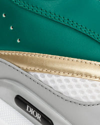 B22 White and Black Technical Mesh with Green, White and Gold-Tone Calfskin Low Top Sneakers