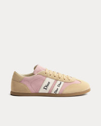 Ribbon Suede Calfskin Pink / Beige Low Top Sneakers