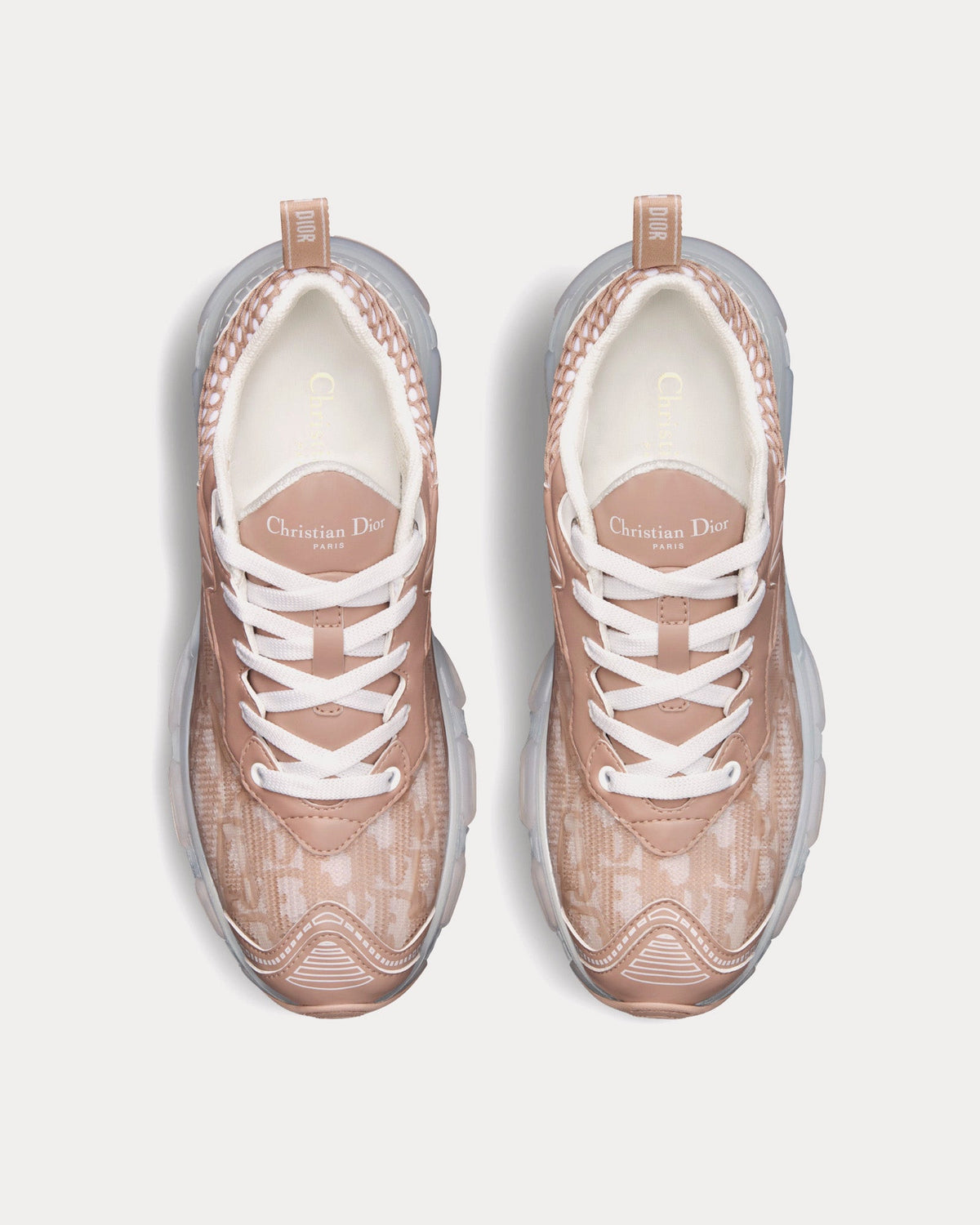 Dior Vibe Nude Dior Oblique Technical Fabric and Transparent Rubber Low Top Sneakers