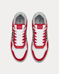 B27 Red, Gray and White Smooth Calfskin with Beige and Black Dior Oblique Jacquard Low Top Sneakers