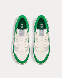 B57 Green and Cream Smooth Calfskin with Light Gray Suede Low Top Sneakers