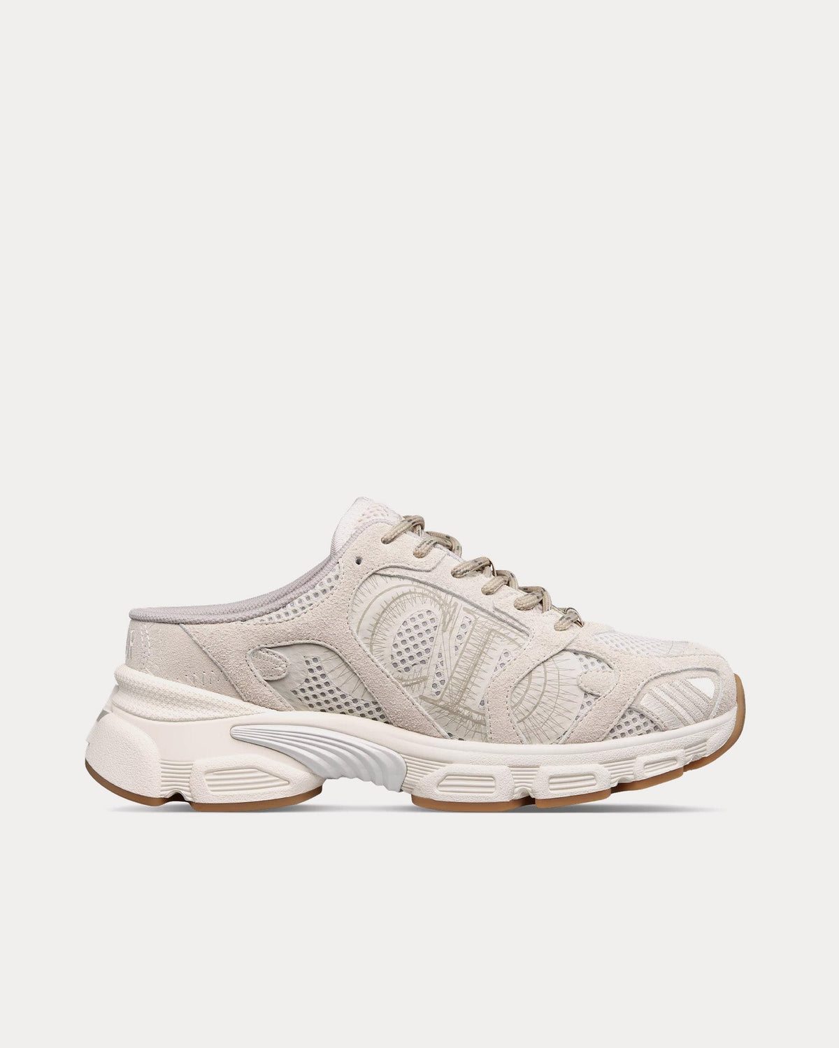 Chrono Mesh & Suede Calfskin Beige Sneaker Mules