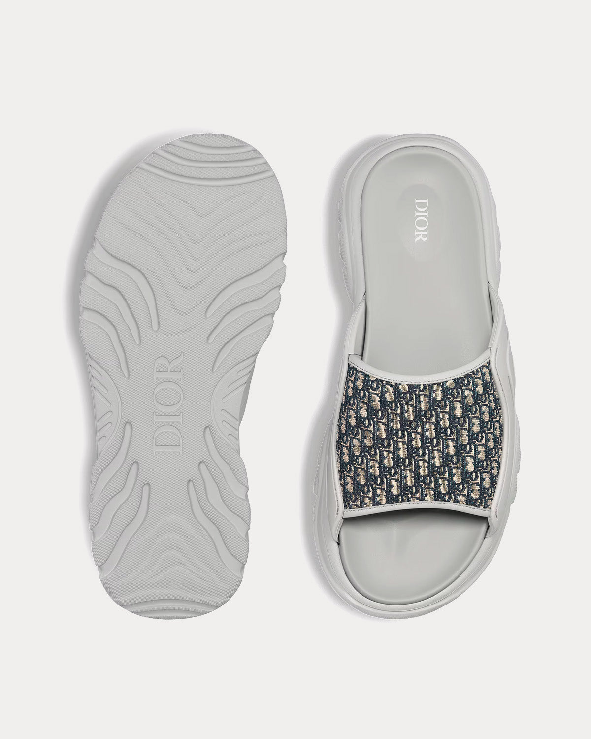 H-Town Gray Rubber with Beige and Black Dior Oblique Jacquard Slides