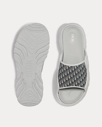 H-Town Gray Rubber with Beige and Black Dior Oblique Jacquard Slides