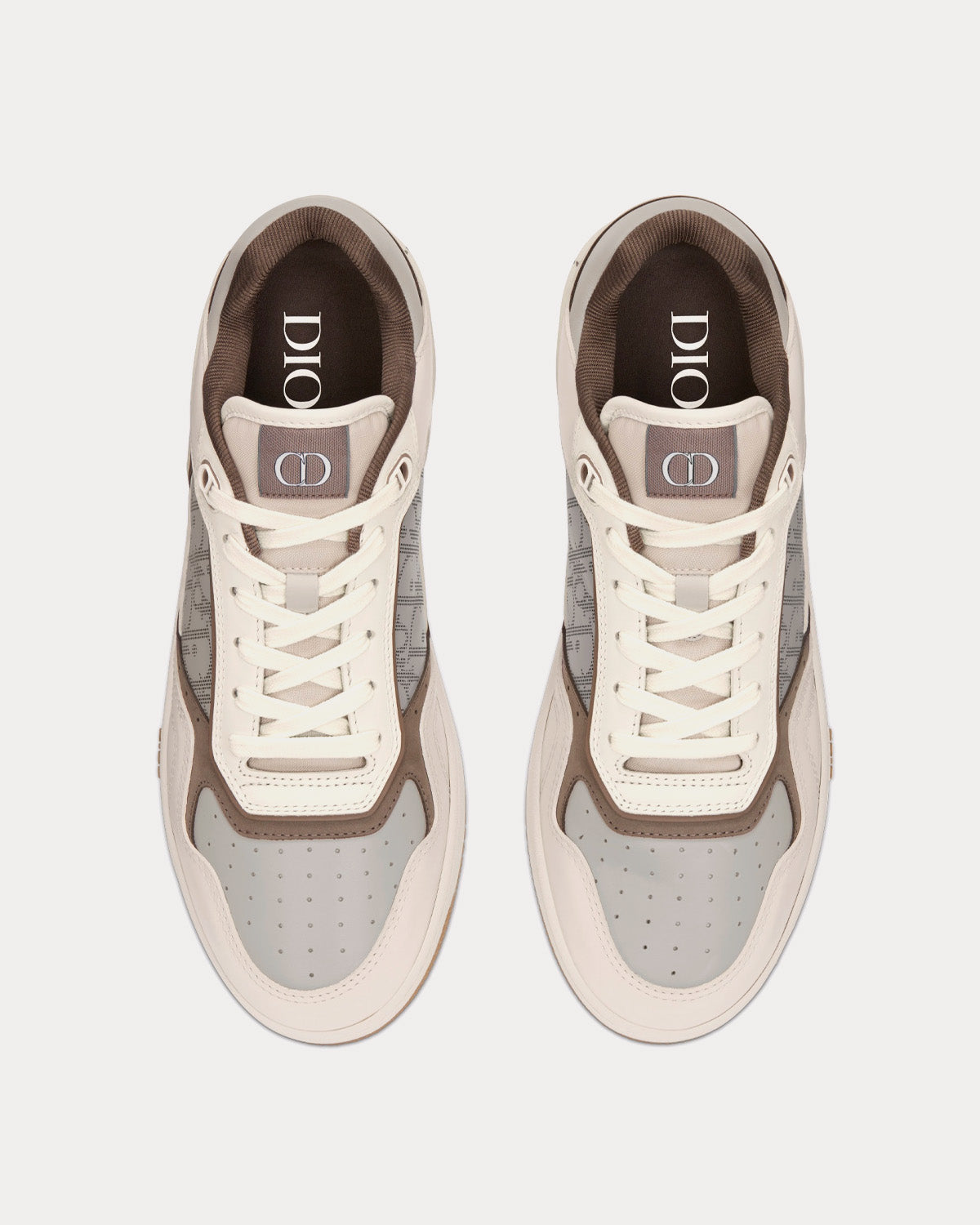 B27 Cream & Greige Smooth Calfskin with 'Christian Dior 1947' Low Top Sneakers